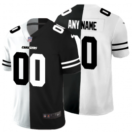 Los Angeles Chargers Custom Men's Black V White Peace Split Vapor Untouchable Limited NFL Jersey