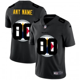 Pittsburgh Steelers Custom Men's Team Logo Dual Overlap Limited NFL Jersey Black