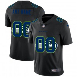Seattle Seahawks Custom Men's Team Logo Dual Overlap Limited NFL Jersey Black