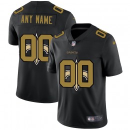 New Orleans Saints Custom Men's Team Logo Dual Overlap Limited NFL Jersey Black