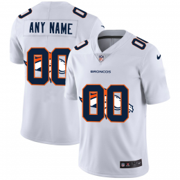 Denver Broncos Custom White Men's Team Logo Dual Overlap Limited NFL Jersey