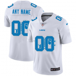 Detroit Lions Custom White Men's Team Logo Dual Overlap Limited NFL Jersey