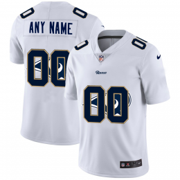 Los Angeles Rams Custom White Men's Team Logo Dual Overlap Limited NFL Jersey