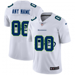 Seattle Seahawks Custom White Men's Team Logo Dual Overlap Limited NFL Jersey