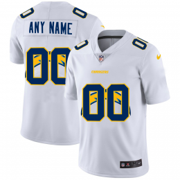 Los Angeles Chargers Custom White Men's Team Logo Dual Overlap Limited NFL Jersey