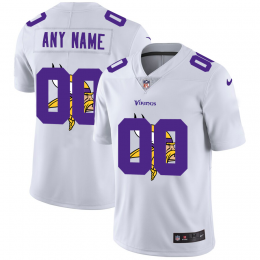 Minnesota Vikings Custom White Men's Team Logo Dual Overlap Limited NFL Jersey