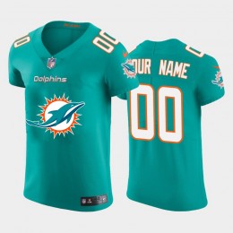 Miami Dolphins Custom Aqua Green Men's Big Team Logo Elite NFL Jersey