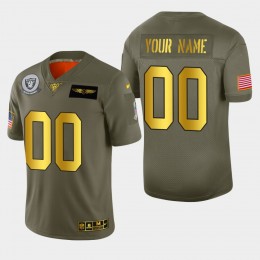 Raiders Custom Men's Olive Gold 2019 Salute to Service Limited NFL 100 Jersey