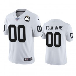 Raiders Custom White 60th Anniversary Vapor Limited Stitched NFL 100th Season Jersey