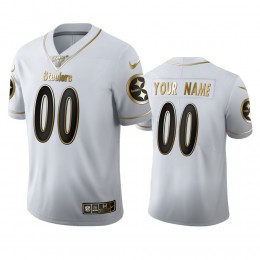 Pittsburgh Steelers Custom Men's White Golden Edition Vapor Limited NFL 100 Jersey