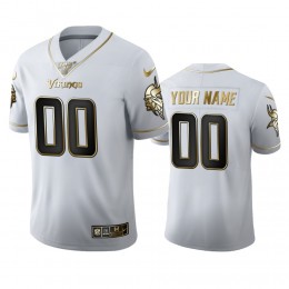 Minnesota Vikings Custom Men's White Golden Edition Vapor Limited NFL 100 Jersey