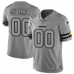 Los Angeles Chargers Custom Men's Gray Gridiron II Vapor Untouchable Limited NFL Jersey