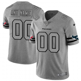 Houston Texans Custom Men's Gray Gridiron II Vapor Untouchable Limited NFL Jersey