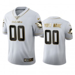 Miami Dolphins Custom Men's White Golden Edition Vapor Limited NFL 100 Jersey