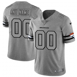 Denver Broncos Custom Men's Gray Gridiron II Vapor Untouchable Limited NFL Jersey