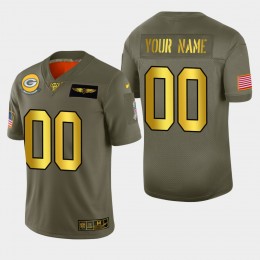 Packers Custom Men's Olive Gold 2019 Salute to Service NFL 100 Limited Jersey