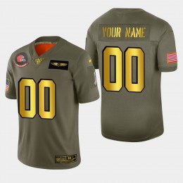 Browns Custom Men's Olive Gold 2019 Salute to Service NFL 100 Limited Jersey