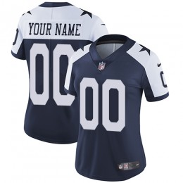 Dallas Cowboys Customized Navy Blue Thanksgiving Stitched Vapor Untouchable Limited Throwback Women's NFL Jersey