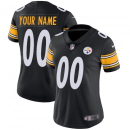 Pittsburgh Steelers Customized Black Team Color Stitched Vapor Untouchable Limited Women's NFL Jersey