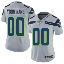 Seattle Seahawks Customized Grey Alternate Stitched Vapor Untouchable Limited Women's NFL Jersey