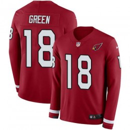 Arizona Cardinals #18 A.J. Green Red Team Color Men's Stitched NFL Limited Therma Long Sleeve Jersey