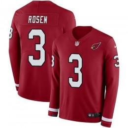 Arizona Cardinals #3 Josh Rosen Red Team Color Men's Stitched NFL Limited Therma Long Sleeve Jersey