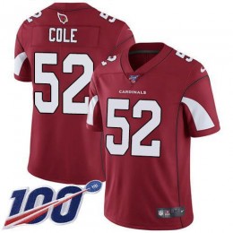 Arizona Cardinals #52 Mason Cole Red Team Color Men's Stitched NFL 100th Season Vapor Limited Jersey