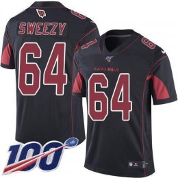 Arizona Cardinals #64 J.R. Sweezy Black Men's Stitched NFL Limited Rush 100th Season Jersey