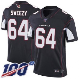 Arizona Cardinals #64 J.R. Sweezy Black Alternate Men's Stitched NFL 100th Season Vapor Limited Jersey