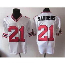 1992 Mitchell And Ness Atlanta Falcons #21 Deion Sanders White Throwback Stitched NFL Jersey