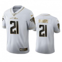 Atlanta Atlanta Falcons #21 Deion Sanders Men's White Golden Edition Vapor Limited NFL 100 Jersey