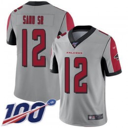 Atlanta Falcons #12 Mohamed Sanu Sr Silver Men's Stitched NFL Limited Inverted Legend 100th Season Jersey