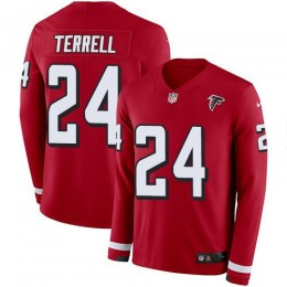 Atlanta Falcons #24 A.J. Terrell Red Team Color Men's Stitched NFL Limited Therma Long Sleeve Jersey