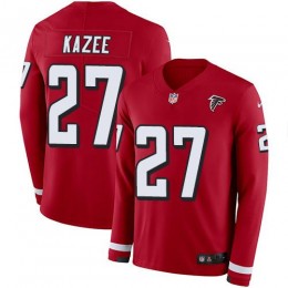 Atlanta Falcons #27 Damontae Kazee Red Team Color Men's Stitched NFL Limited Therma Long Sleeve Jersey