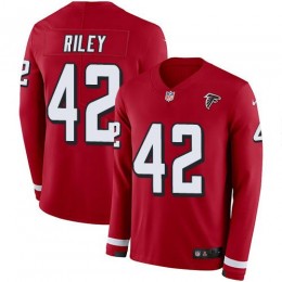 Atlanta Falcons #42 Duke Riley Red Team Color Men's Stitched NFL Limited Therma Long Sleeve Jersey