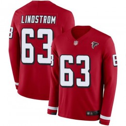 Atlanta Falcons #63 Chris Lindstrom Red Team Color Men's Stitched NFL Limited Therma Long Sleeve Jersey