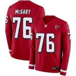 Atlanta Falcons #76 Kaleb McGary Red Team Color Men's Stitched NFL Limited Therma Long Sleeve Jersey