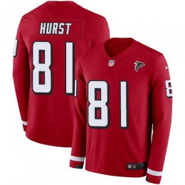 Atlanta Falcons #81 Hayden Hurst Red Team Color Men's Stitched NFL Limited Therma Long Sleeve Jersey