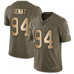 Atlanta Falcons #94 Deadrin Senat Olive/Gold Men's Stitched NFL Limited 2017 Salute To Service Jersey