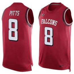 Falcons #8 Kyle Pitts Red Team Color Men's Stitched NFL Limited Tank Top Jersey