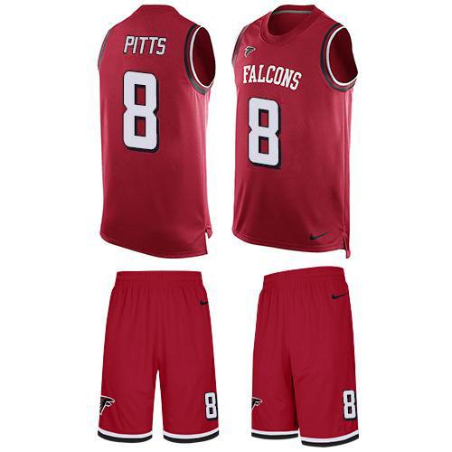 Falcons #8 Kyle Pitts Red Team Color Men's Stitched NFL Limited Tank Top Suit Jersey Falcons #8 Kyle Pitts Red Team Color Men's Stitched NFL Limited Tank Top Suit Jersey