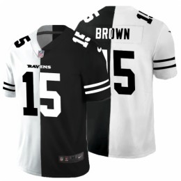 Baltimore Baltimore Ravens #15 Marquise Brown Men's Black V White Peace Split Vapor Untouchable Limited NFL Jersey