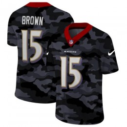 Baltimore Baltimore Ravens #15 Marquise Brown Men's 2020 Black CAMO Vapor Untouchable Limited Stitched NFL Jersey