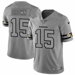 Baltimore Baltimore Ravens #15 Marquise Brown Men's Gray Gridiron II Vapor Untouchable Limited NFL Jersey