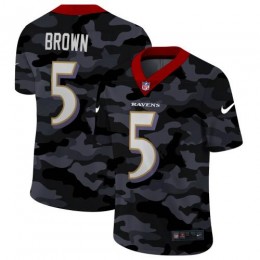 Baltimore Baltimore Ravens #5 Marquise Brown Men's 2020 Black CAMO Vapor Untouchable Limited Stitched NFL Jersey