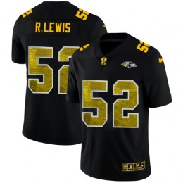 Baltimore Ravens #52 Ray Lewis Men's Black Golden Sequin Vapor Limited NFL Jersey
