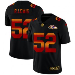 Baltimore Ravens #52 Ray Lewis Men's Black Red Orange Stripe Vapor Limited NFL Jersey