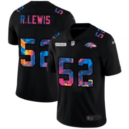 Baltimore Ravens #52 Ray Lewis Men's Multi-Color Black 2020 NFL Crucial Catch Vapor Untouchable Limited Jersey