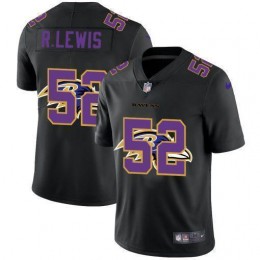 Baltimore Ravens #52 Ray Lewis Men's Team Logo Dual Overlap Limited NFL Jersey Black