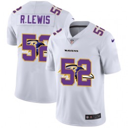 Baltimore Ravens #52 Ray Lewis White Men's Team Logo Dual Overlap Limited NFL Jersey